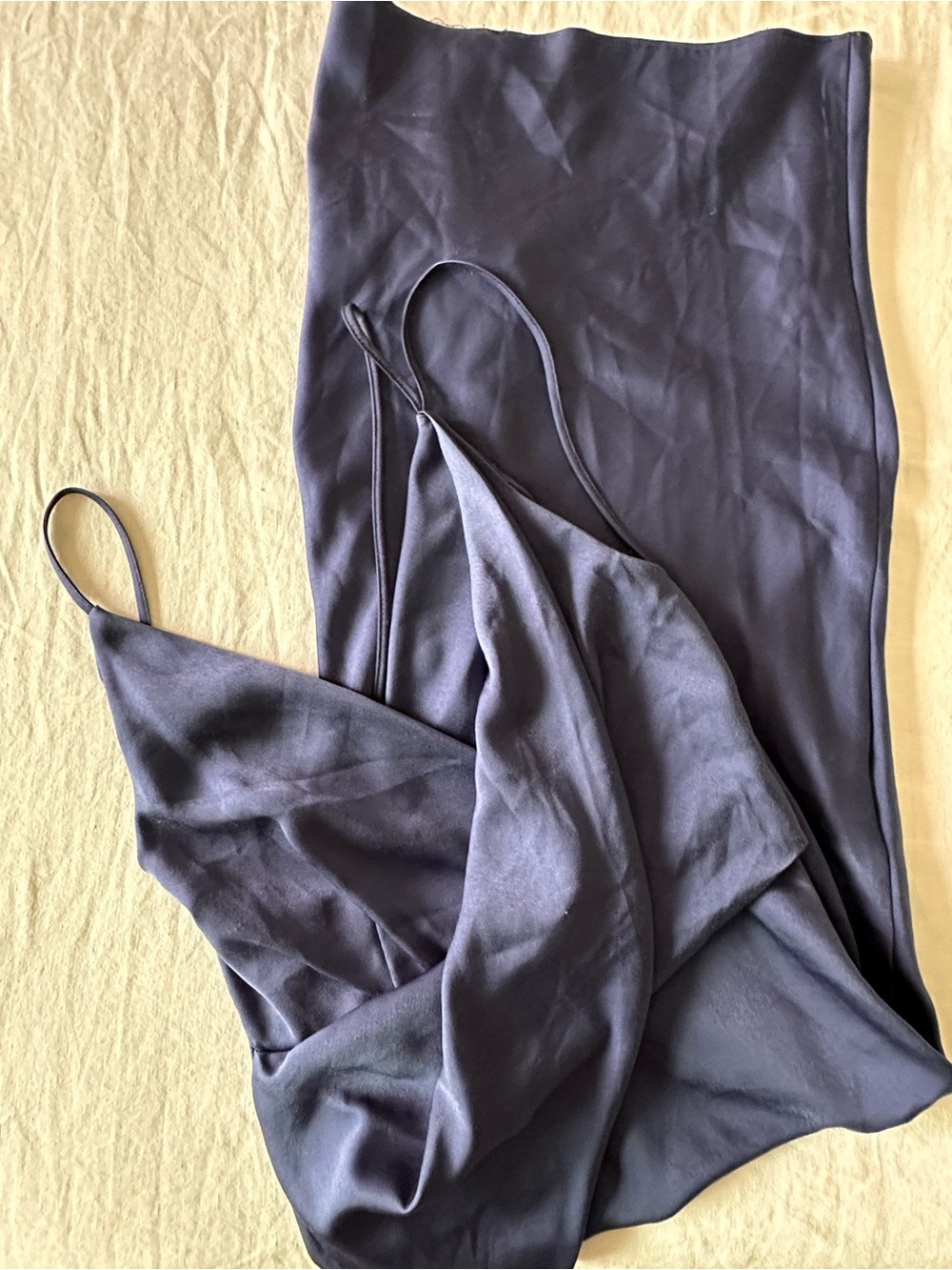ASOS Design - Strappy Asymmetrical Blue Satin Effect Dress (size 2)